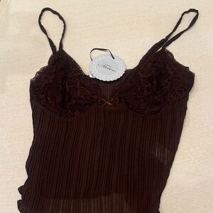 Brown Lace Camisole Top